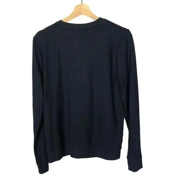 Lucky Brand Navy Blue Floral Embroidered Crewneck Pullover Sweater M - Picture 2 of 3